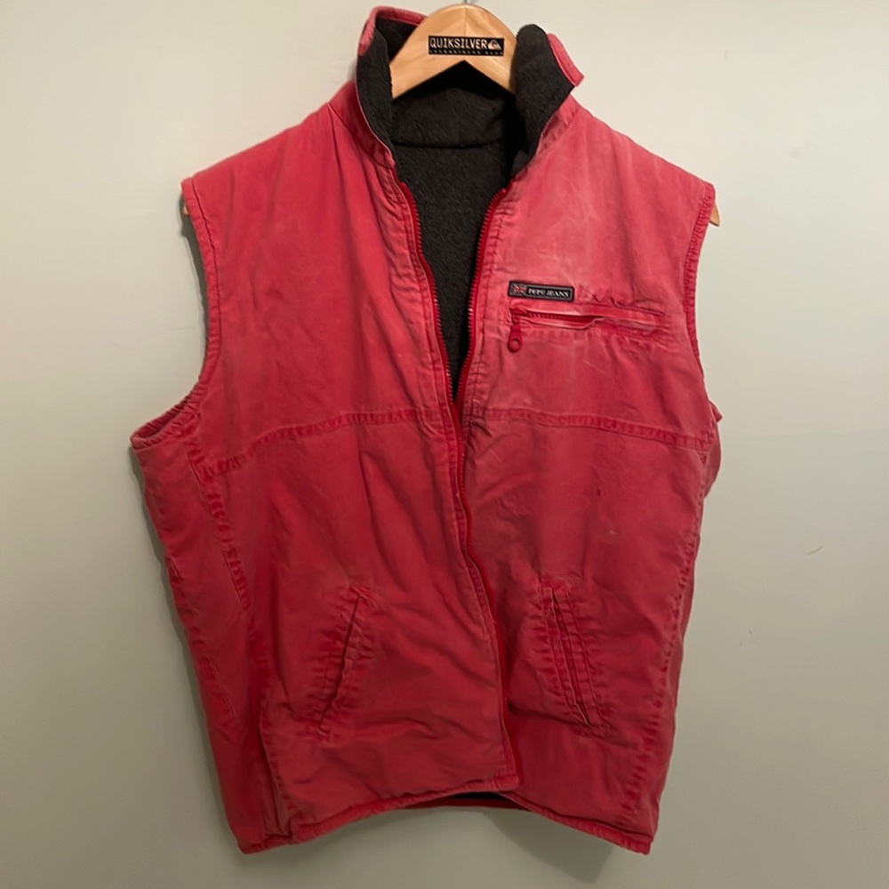 Red Pepe Jeans fleece lined vest